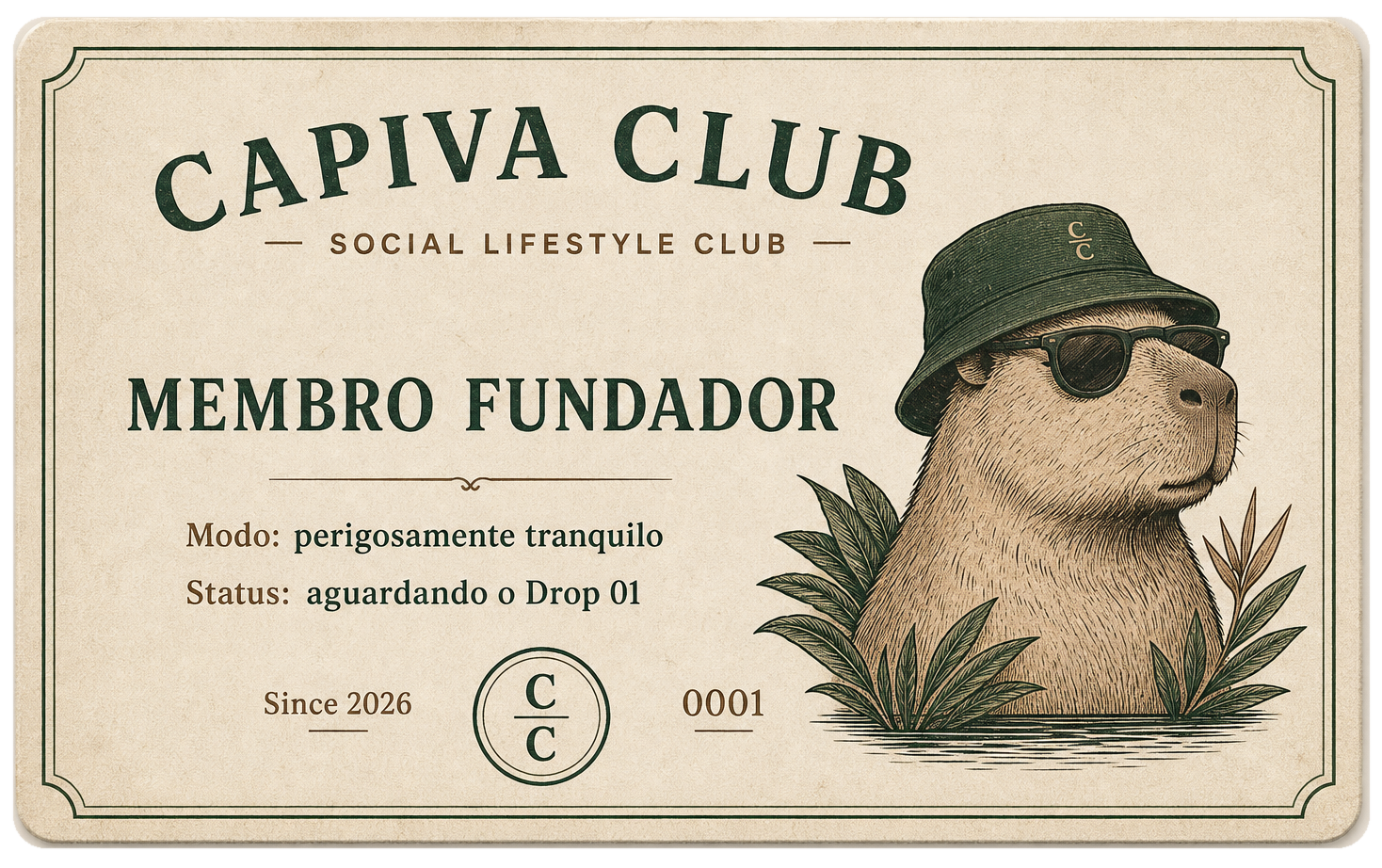 Carteirinha de membro fundador Capiva Club